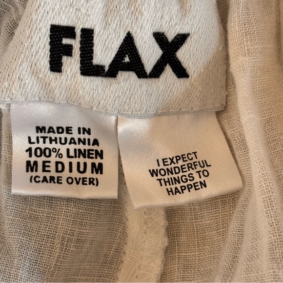 FLAX Classic Cream 100% Linen Pant With Pockets Size Medium - Picture 5 of 6